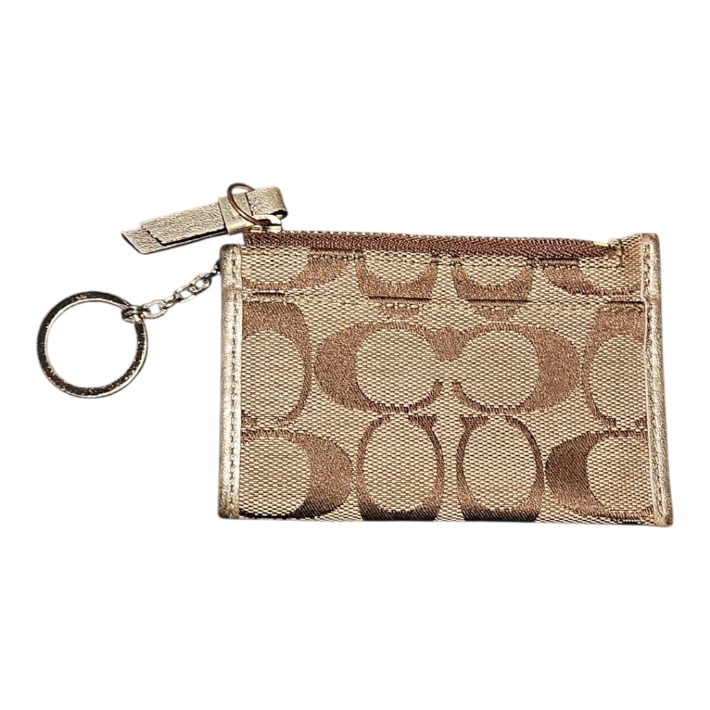 Coach Keychain Card Holder Carrier Signature Logo Canvas